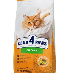 Повнораціонний сухий корм CLUB 4 PAWS (Клуб 4 Лапи) Преміум з куркою для кішок від 7 років, 14 кг
