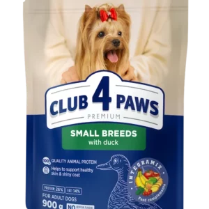 Повнораціонний сухий корм для дорослих собак CLUB 4 PAWS (Клуб 4 Лапи) Преміум для малих порід з качкою, 900 г
