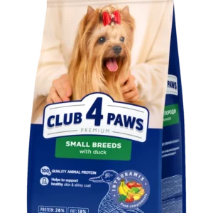 Повнораціонний сухий корм для дорослих собак CLUB 4 PAWS (Клуб 4 Лапи) Преміум для малих порід з качкою, 2 кг