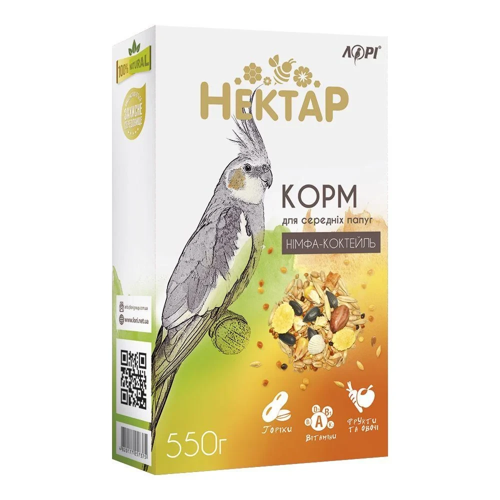 Корм для середніх папуг Нектар Німфа Коктейль 550 г