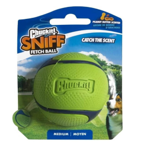 М'ячик для собак Chuckit! Sniff Fetch Ball іграшка з ароматом арахісової пасти, розмір М (6.4 см)