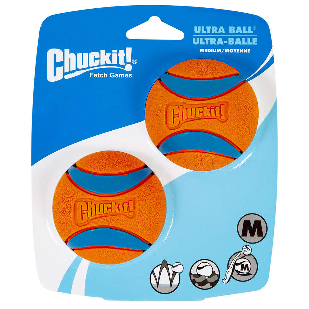 Середній м'ячик Chuckit! Ultra Ball іграшка для собак розмір М, набір 2 шт