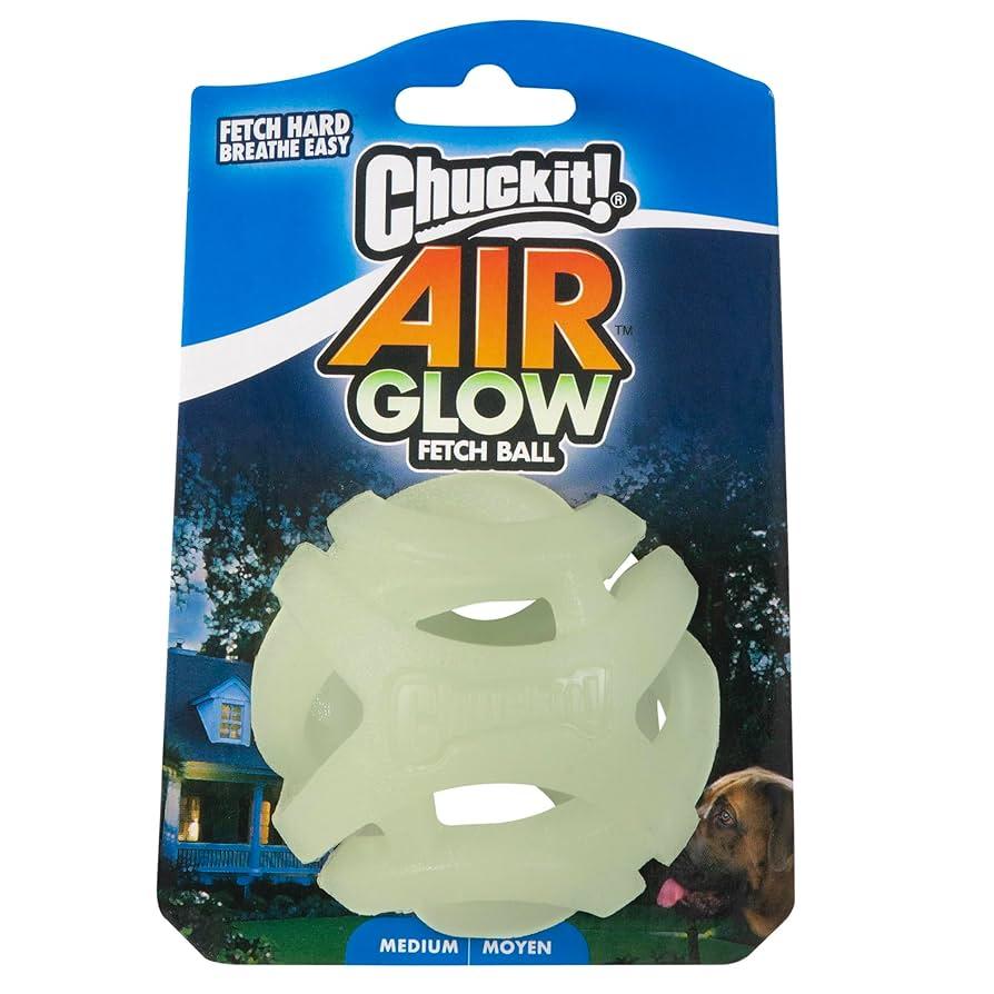 М'ячик для собак Chuckit!  Max Glow Air Fetch Ball іграшка з отворами світиться у темряві, розмір М