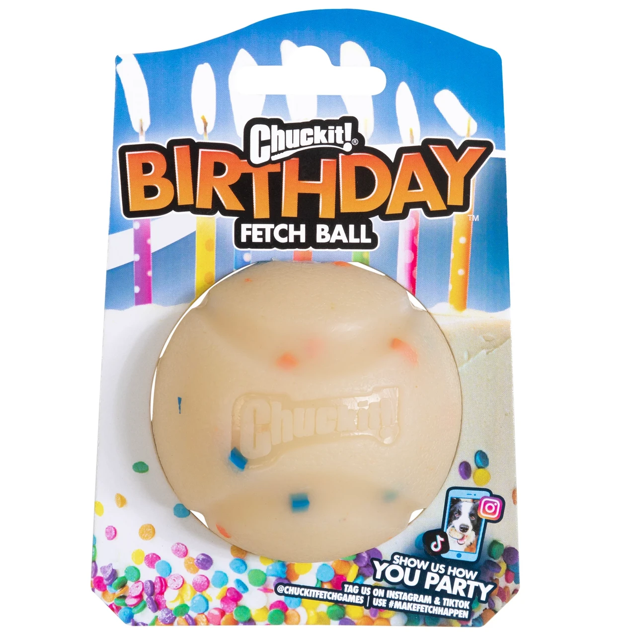 М'ячик для собак Chuckit! Birthday Fetch Ball різнокольорова іграшка для собак, розмір М