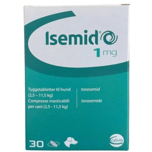 Ceva Isemid (Ісемід) 1 мг при перших клінічних ознаках застійної серцевої недостатності для собак, 30 таблеток