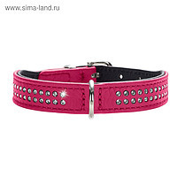 Нашийник 2292 20мм "Люкс" 2-х сторонній прикрашений стразами червоний