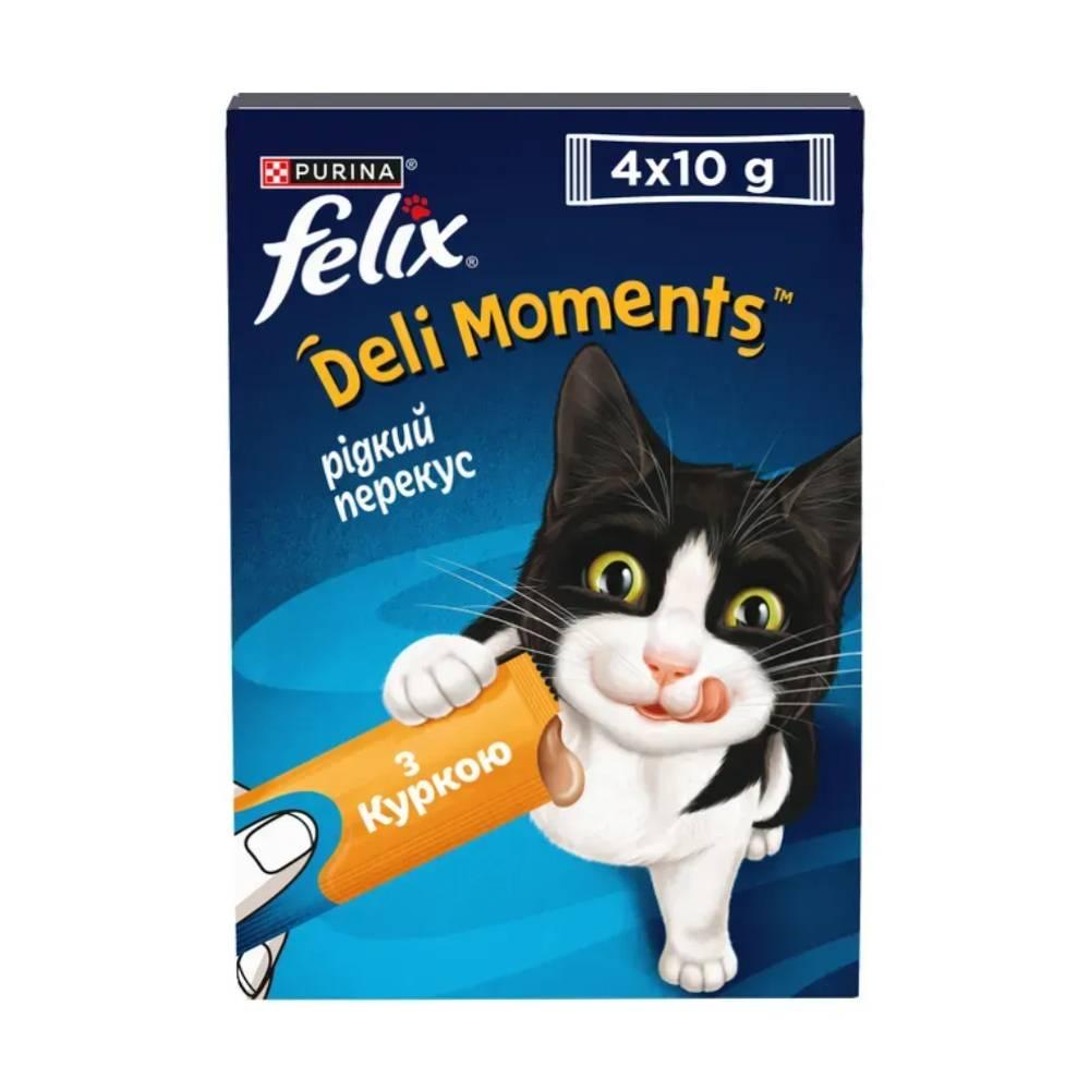 Ласощі для котів Фелікс Felix Deli Moments крем снеки зі смаком курки 4 шт х 10 г