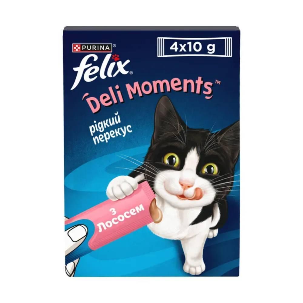 Ласощі для котів Фелікс Felix Deli Moments крем снеки зі смаком лосося 4 шт х 10 г
