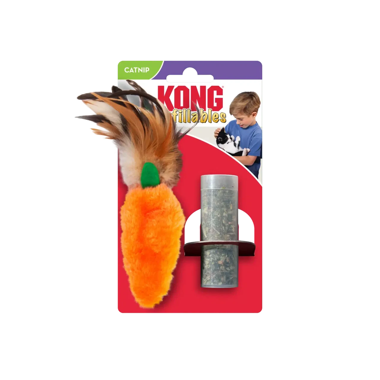 Іграшка для котів Конг KONG Cat Refillables Feather Carrot Морква з пір’ям з котячою м’ятою (із змінним наповненням)