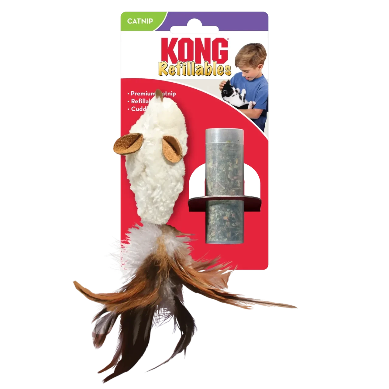 Іграшка для котів Конг KONG Cat Refillables Feather Mouse Мишка з пір’ям та котячою м’ятою (із змінним наповненням)