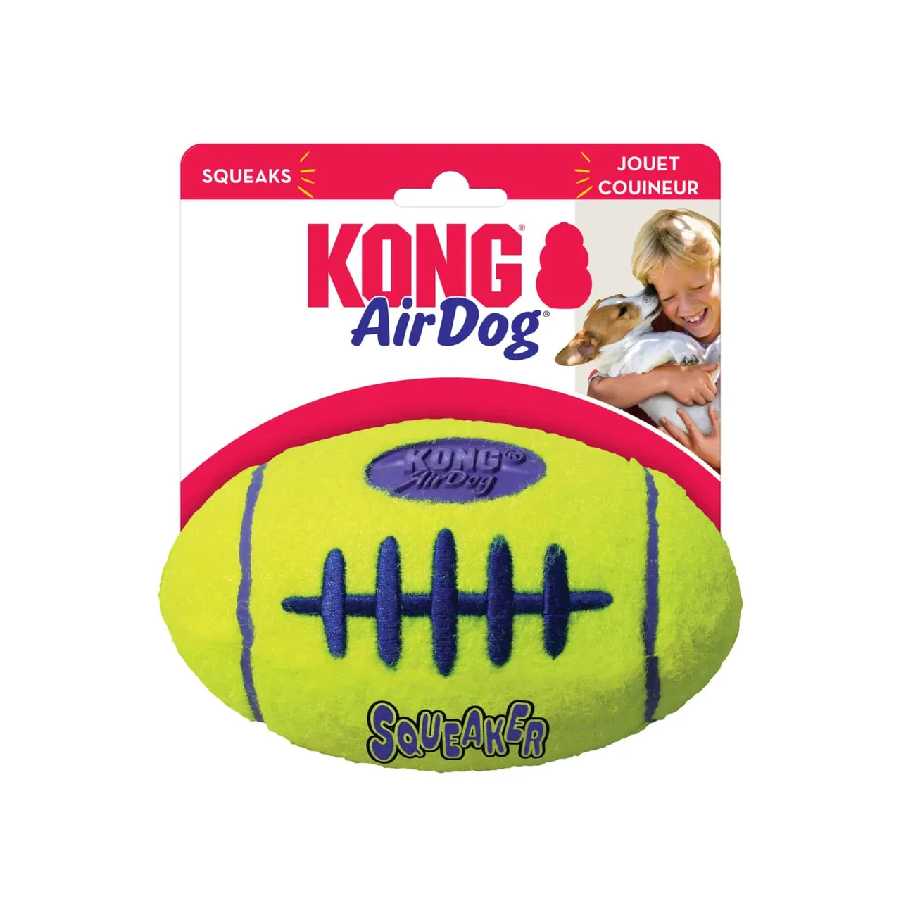 Іграшка для собак Конг KONG AirDog Squeaker Football регбі м’яч з пискавкою, розмір L
