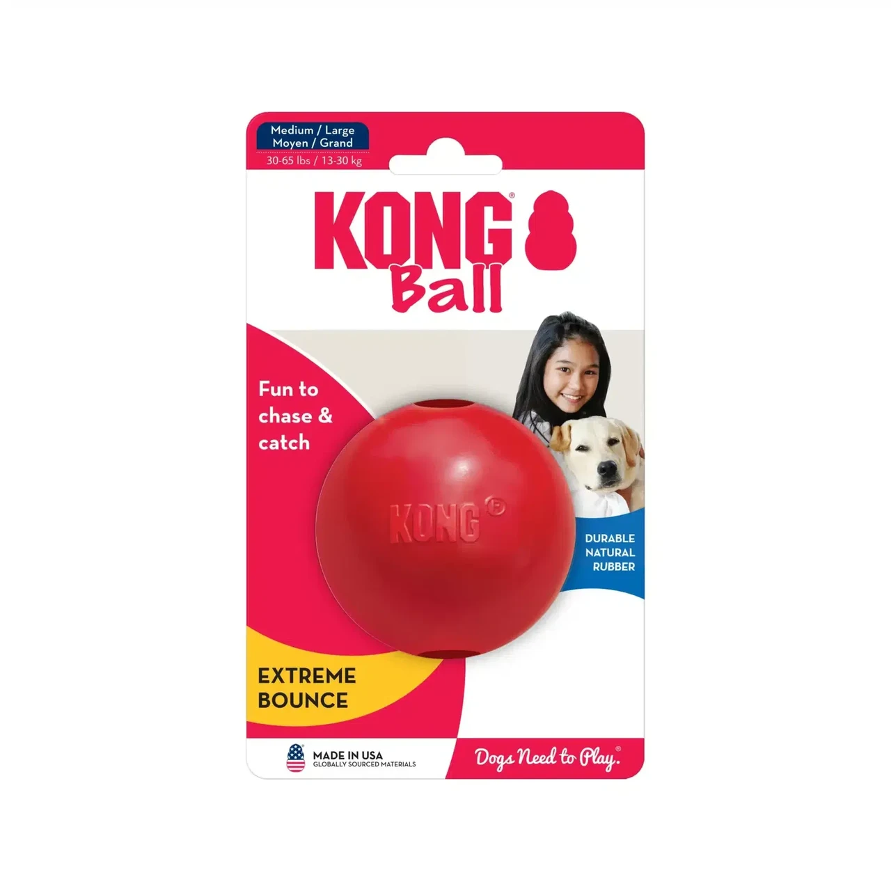 Іграшка для собак Конг KONG Dog Ball w/Hole м’яч з отвором, розмір M/L