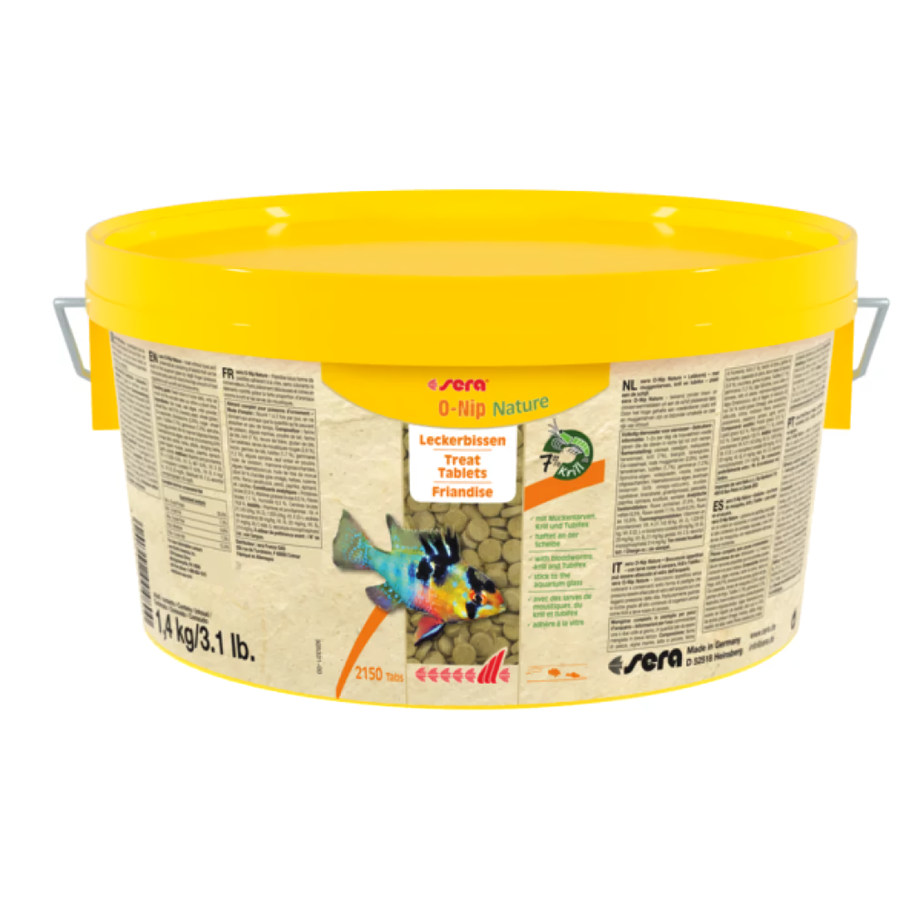Повноцінний корм для акваріумних риб Sera O-nip Nature в таблетках для всіх декоративних риб 1.4 кг (2200 мл)
