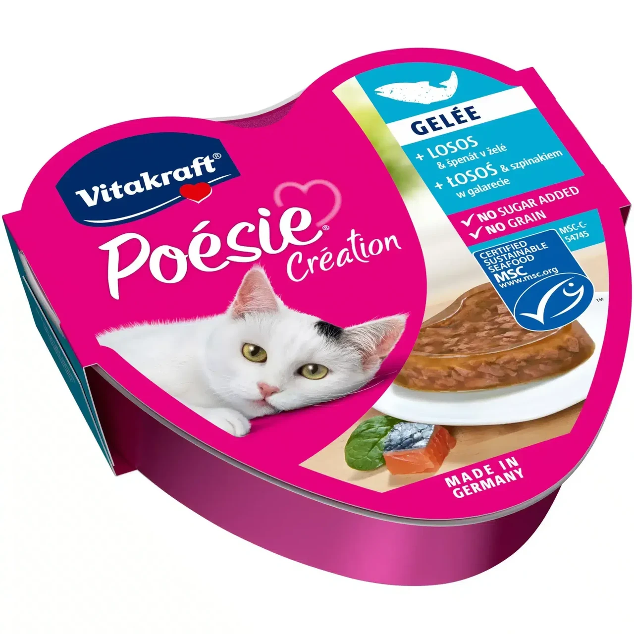 Вологий корм для котів Вітакрафт Vitakraft Poésie Créat з лососем та шпинатом в желе, 85 г