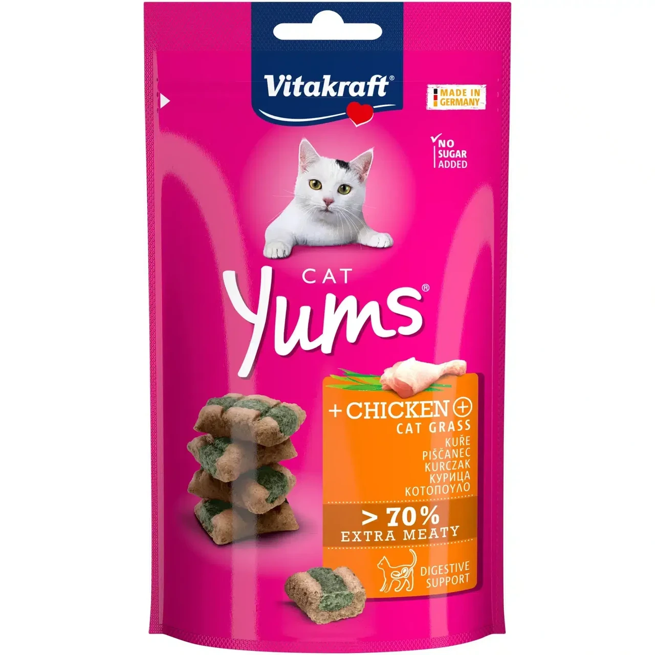 М’які ласощі для котів Вітакрафт Vitakraft Yums закуски з куркою та котячою травою, 40 г