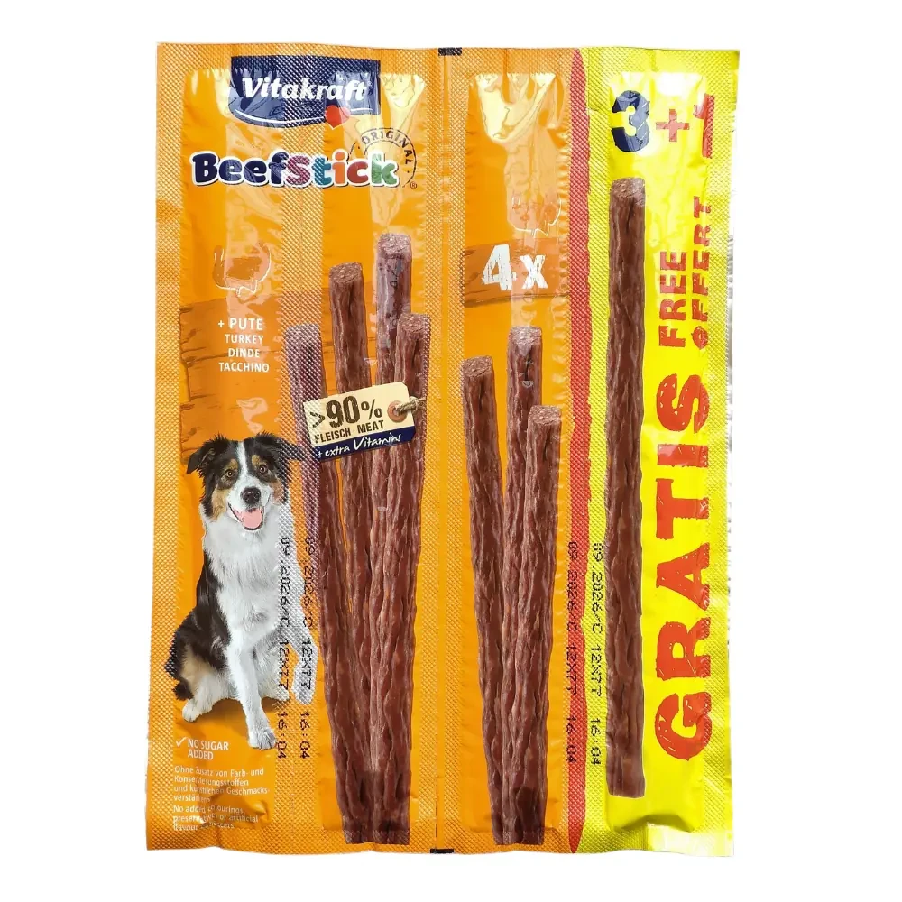 М'ясна паличка для собак Вітакрафт Vitakraft Beef Stick Original ласощі з індичкою 4 шт x 12 г