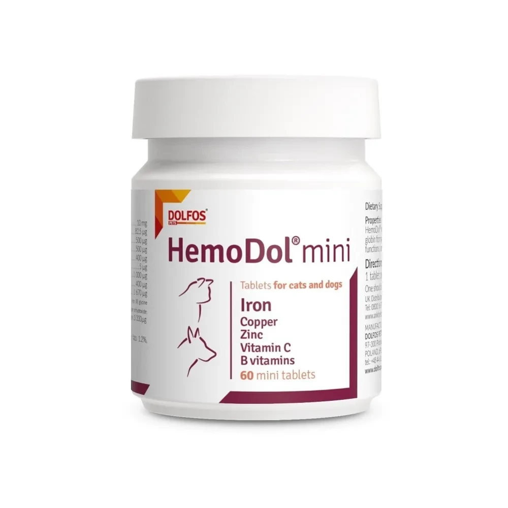 HemoDol (Гемодол) добавка для нормалізації фізіологічного балансу крові собак 60 таблеток, Дольфос