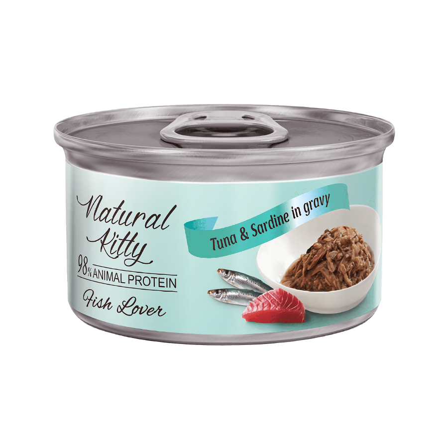 Вологий корм Natural Kitty Meat Lover Tuna Sardine In Gravy додатковий корм для котів тунець з сардиною у соусі, 70 г