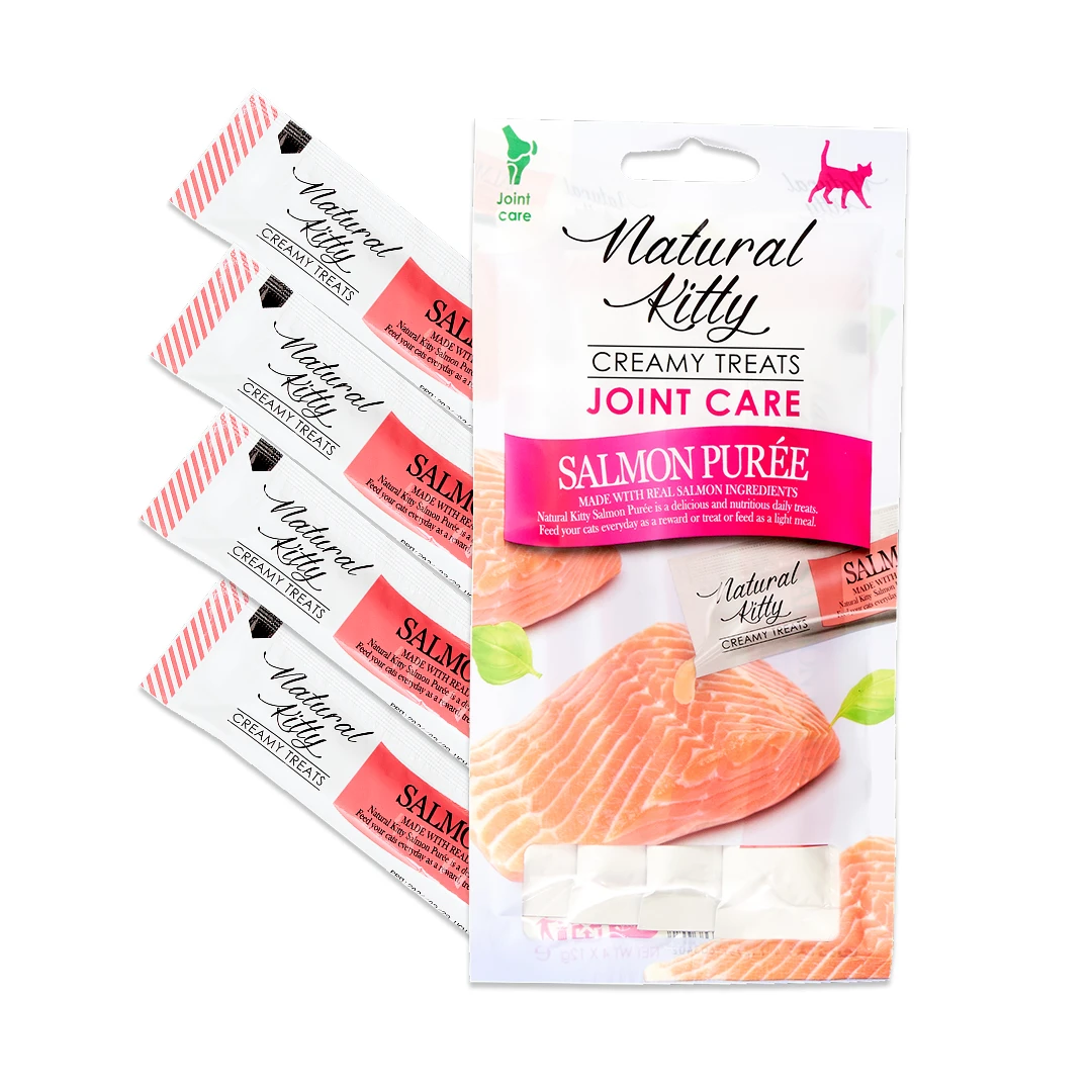 Крем-снек для кішок Natural Kitty Fuctional Creamy Treat Salmon Puree Joint Care пюре з лосося (для догляду за суглобами) 4 х 12 г