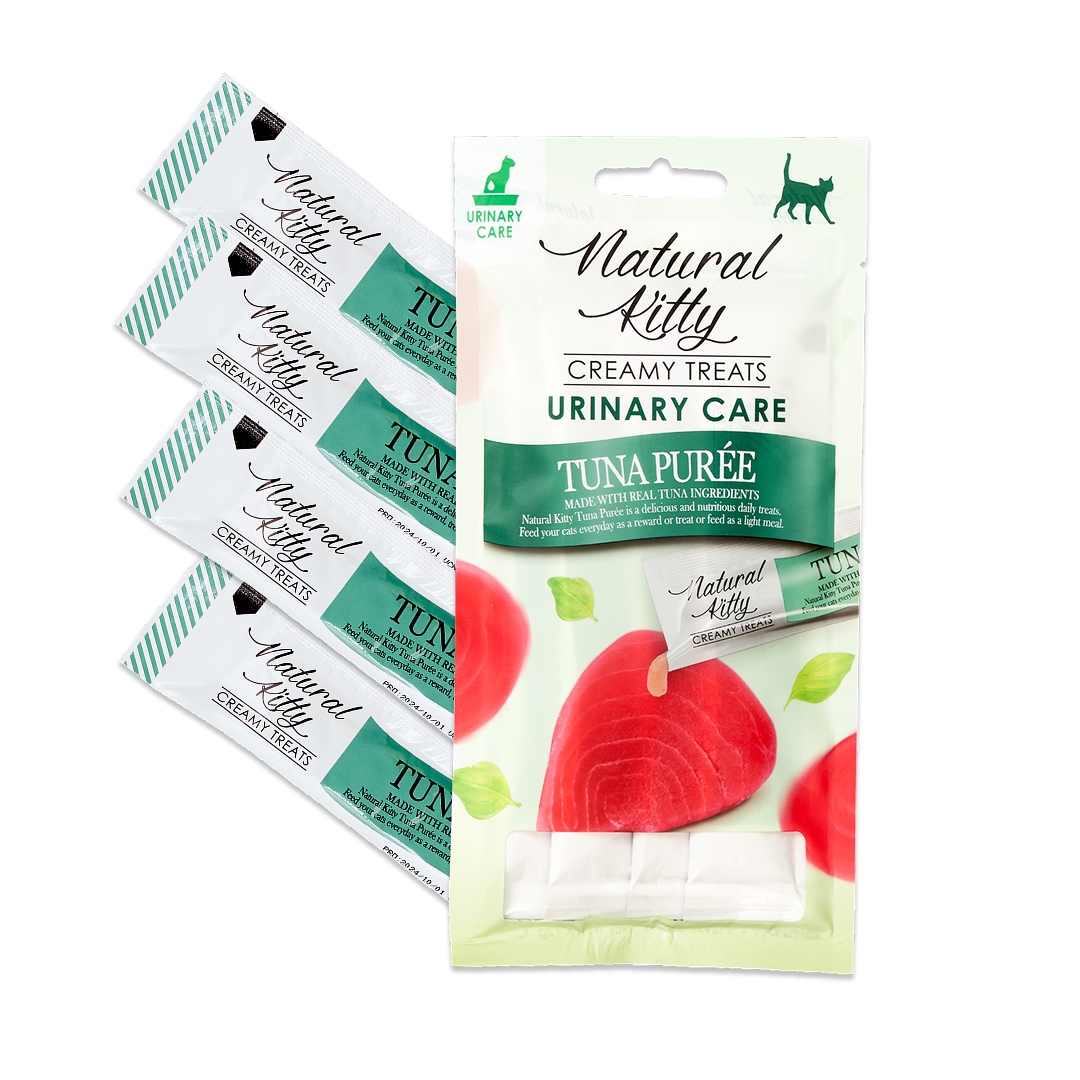 Крем-снек для кішок Natural Kitty Fuctional Treat Tuna Puree Urinary Care пюре з тунця (догляд за сечовивідними шляхами) 4 х 12 г