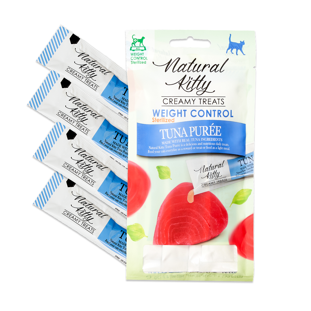 Крем-снек для кішок Natural Kitty Fuctional Creamy Treat Tuna Puree пюре з тунця (контроль ваги/для стерилізованих) 4 х 12 г