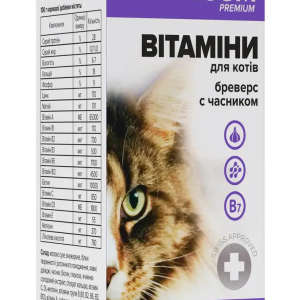 Вітаміни для кішок Unicum Premium Бреверс з часником (100 табл. по 0,5 г)