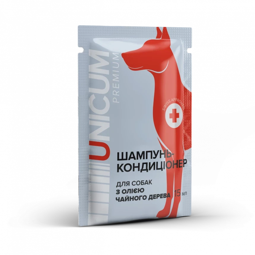 Шампунь-кондиціонер UNICUM premium для собак з олією чайного дерева, 15 мл