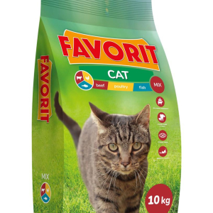 Сухий корм Фаворіт Favorit для дорослих котів з птицею, яловичиною та рибою, 10 кг