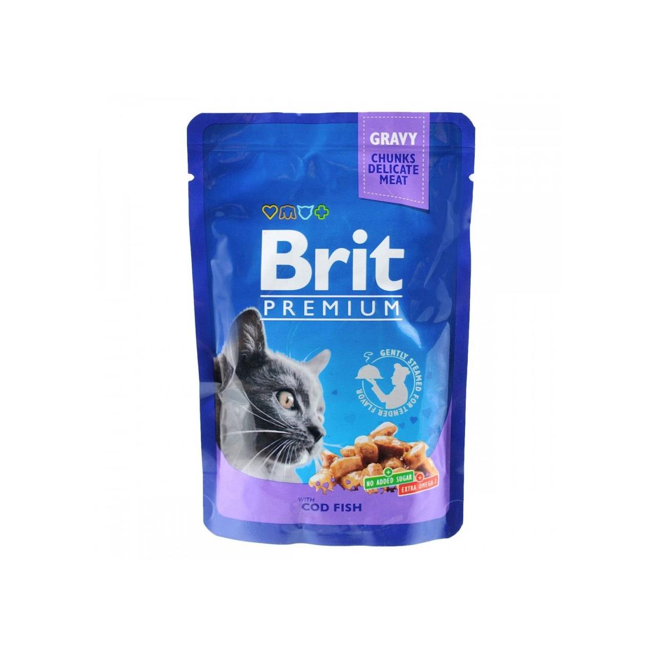 Корм вологий Brit Premium Cat Cod Fish pouch для котів з тріскою в соусі 100 г
