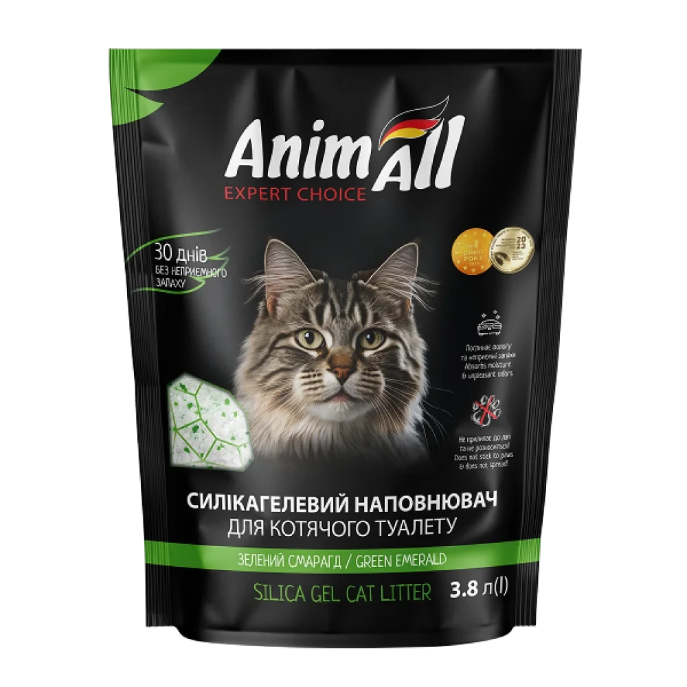 Силікагелевий наповнювач для котячого туалету AnimAll Зелений смарагд 3.8 л