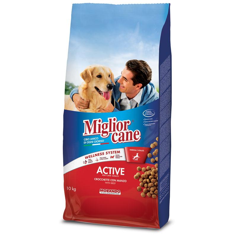 Сухий корм Migliorcane Active для дорослих активних собак з яловичиною та злаками (для тонусу м'язів, кісток, шкіри/шерсті), 10 кг
