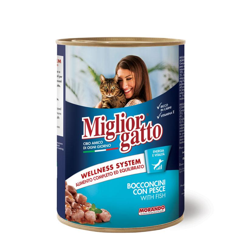 Вологий корм Migliorgatto для котів шматочки з рибою, 405 г