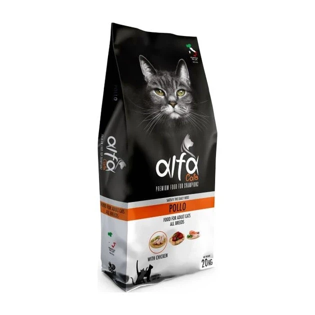 Сухий корм ALFA CAT Pollo для дорослих котів з куркою для профілактики утворення грудок шерсті 20кг