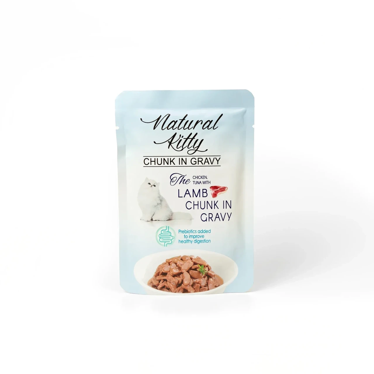 Вологий корм Natural Kitty Chunk in Gravy Chicken, Tuna, Lamb для котів шматочки курки та тунця з легенями ягняти у соусі, 85 г