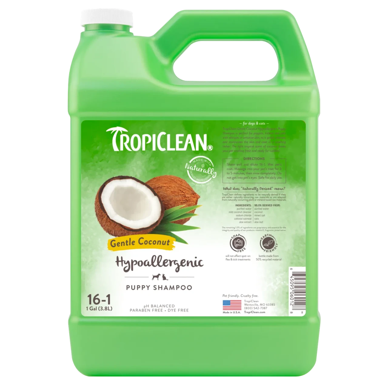 Шампунь для цуценят та кошенят TropiClean Hypoallergenic "Ніжний кокос" гіпоалергенний, 3.8 л