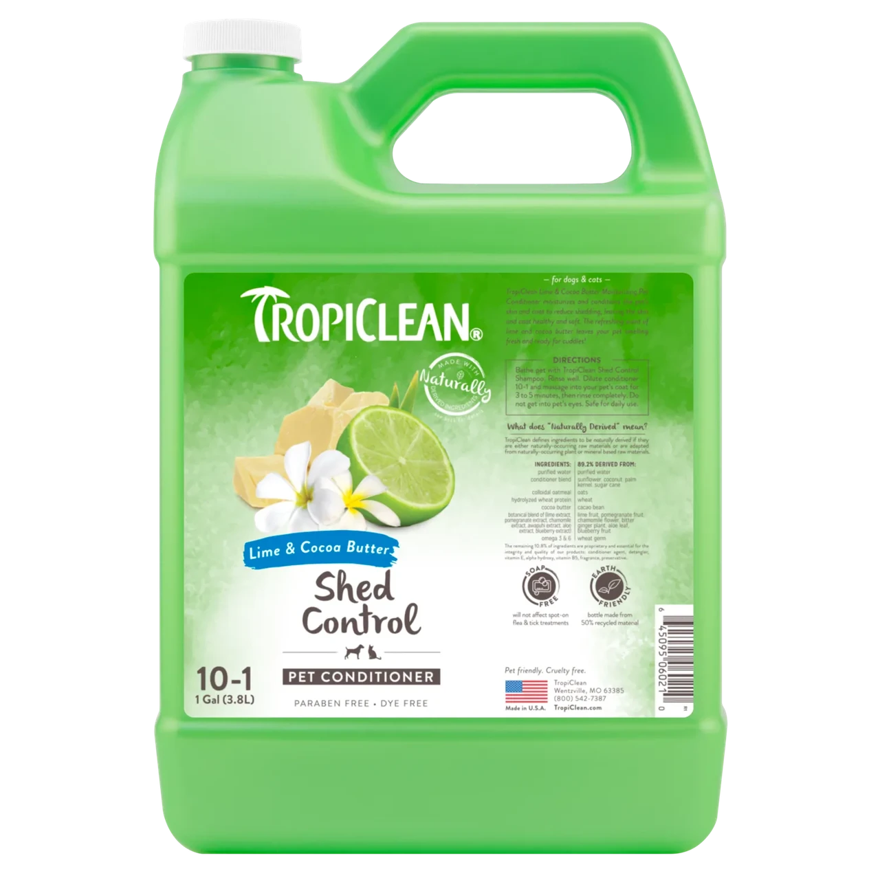 Зволожуючий кондиціонер TropiClean Lime & Cocoa Butter "Лайм і масло Какао" для собак та котів, 3.8 л