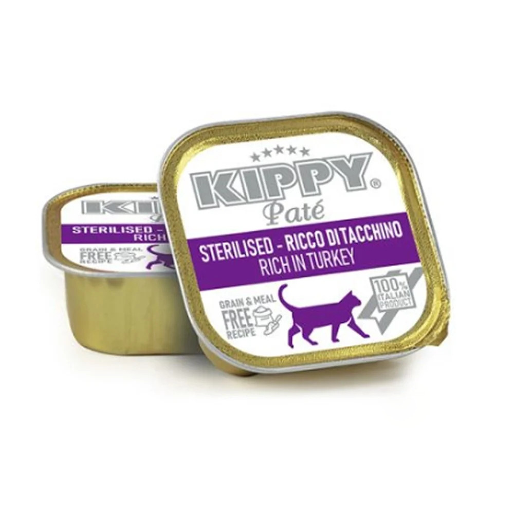 Вологий корм KIPPY Pate Sterilised Cats Turkey для стерилізованих котів з індичкою у вигляді паштету 90 г