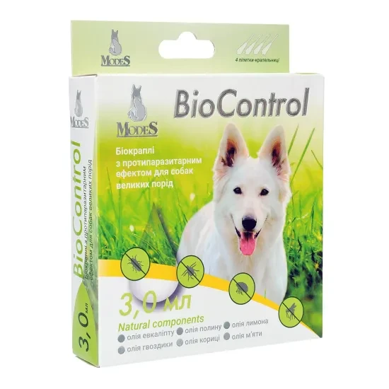 Біокраплі Біо контроль (BioControl) з протипаразитарним ефектом для собак великих порід 3 мл, MODES