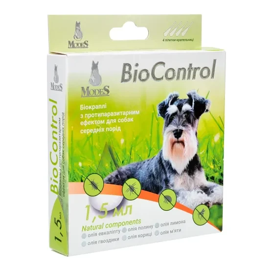 Біокраплі Біо контроль (BioControl) з протипаразитарним ефектом для котів та собак малих порід 1,5 мл, MODES