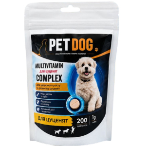 Додатковий корм PET DOG MULTIVITAMIN COMPLEX для здорового росту та розвитку цуценят, 200 таблеток