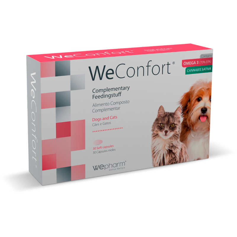 Кормова добавка Wepharm WeConfort ВіФарм ВіКонфорт для полегшення хронічного болю у кішок і собак, 30 капсул