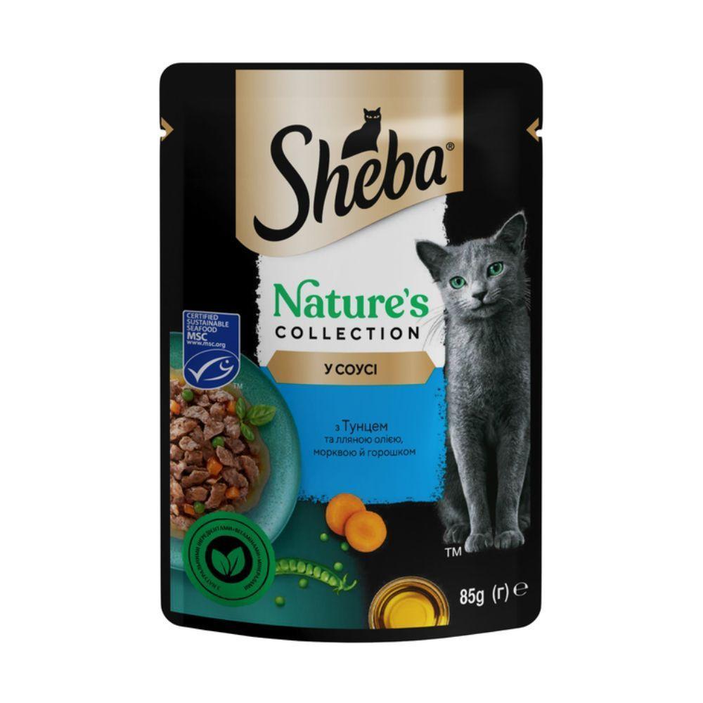 Вологий корм Sheba (Шеба) Nature's Collection (беззерновий) для дорослих кішок з тунцем, морковю, горошком та лляною олією, 85 г