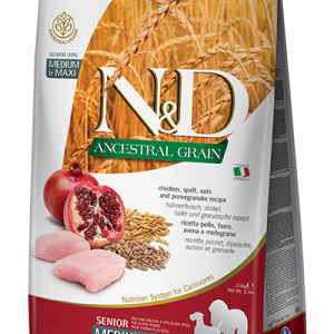 Фарміна дог сух N&D Low Grain CHICKEN & POMEGRANATE SENIOR MEDIUM & MAXI 2,5 kg