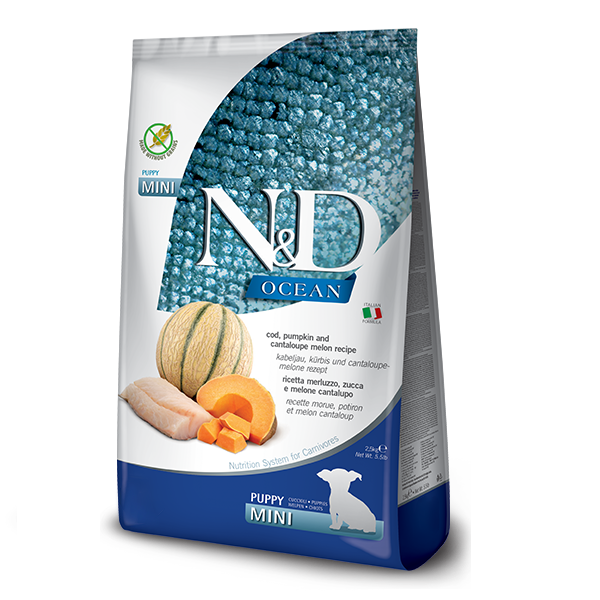 Беззерновий сухий корм Farmina N&D Grain Free Ocean Pumpkin для цуценят дрібних порід з тріскою та динею 2.5 кг