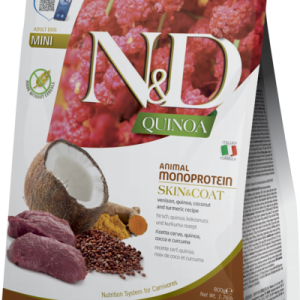 Фарміна дог сухий N&D QUINOA DOG SKIN & COAT. VENISON & COCONUT ADULT MINI з олениною та кокосом 800g 39927