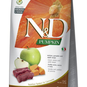 Фарміна дог сух N&D Grain Free  PUMPKIN DOG VENISON & APPLE ADULT MEDIUM & MAXI з олениною та яблуком 12 kg 39101