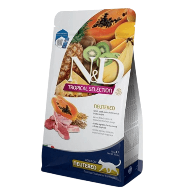 Сухий низькозерновий корм Farmina N&D Tropical Selection для стерилізованих дорослих котів з ягням та тропічними фруктами, 10 кг