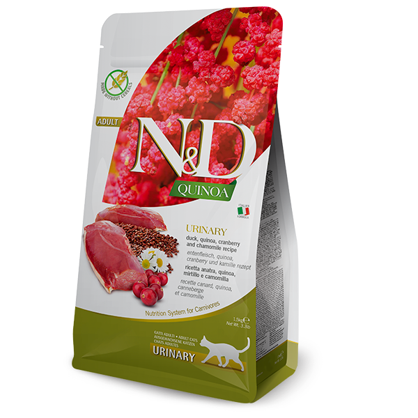 Сухий корм для котів Farmina N&D Quinoa Urinary Duck&Cranberry ADULT для профілактики сечокам'яної хвороби з качкою та кіноа 1.5кг