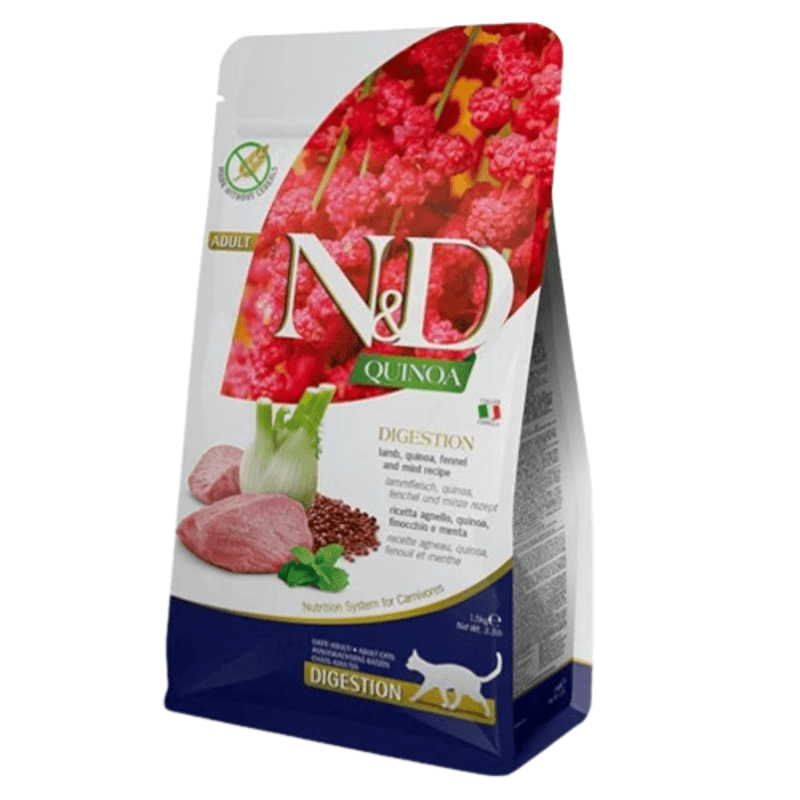Сухий дієтичний корм Farmina N&D Quinoa Digestion ADULT для котів, рекомендований у разі порушень травлення ягням та кіноа, 300 г