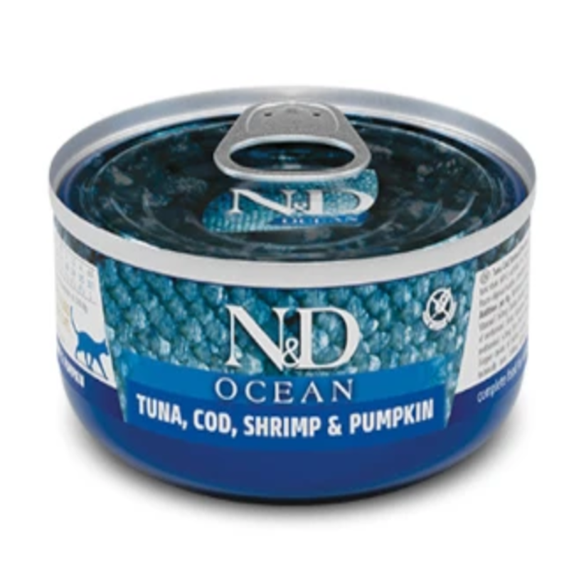 Вологий корм для котів Farmina N&D Grain Free Ocean беззерновий корм з тунцем, креветкою та гарбузом, 70 г
